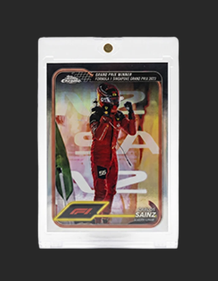 product-12-1 2023 Topps Chrome F1 Carlos Sainz Singapore Grand Prix Winner Commemorative Card. - Image 1